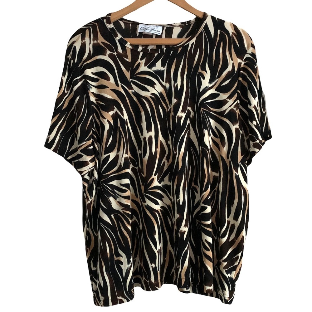 Carolyn Strauss Animal Print Top Size 2X